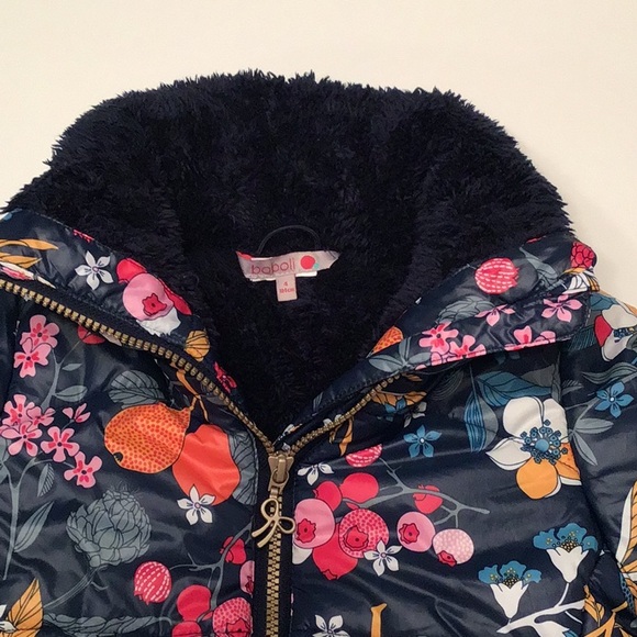 Boboli Spain Bright Floral Print Puffer Jacket Vibrant Colorful Fleece … - Picture 5 of 13